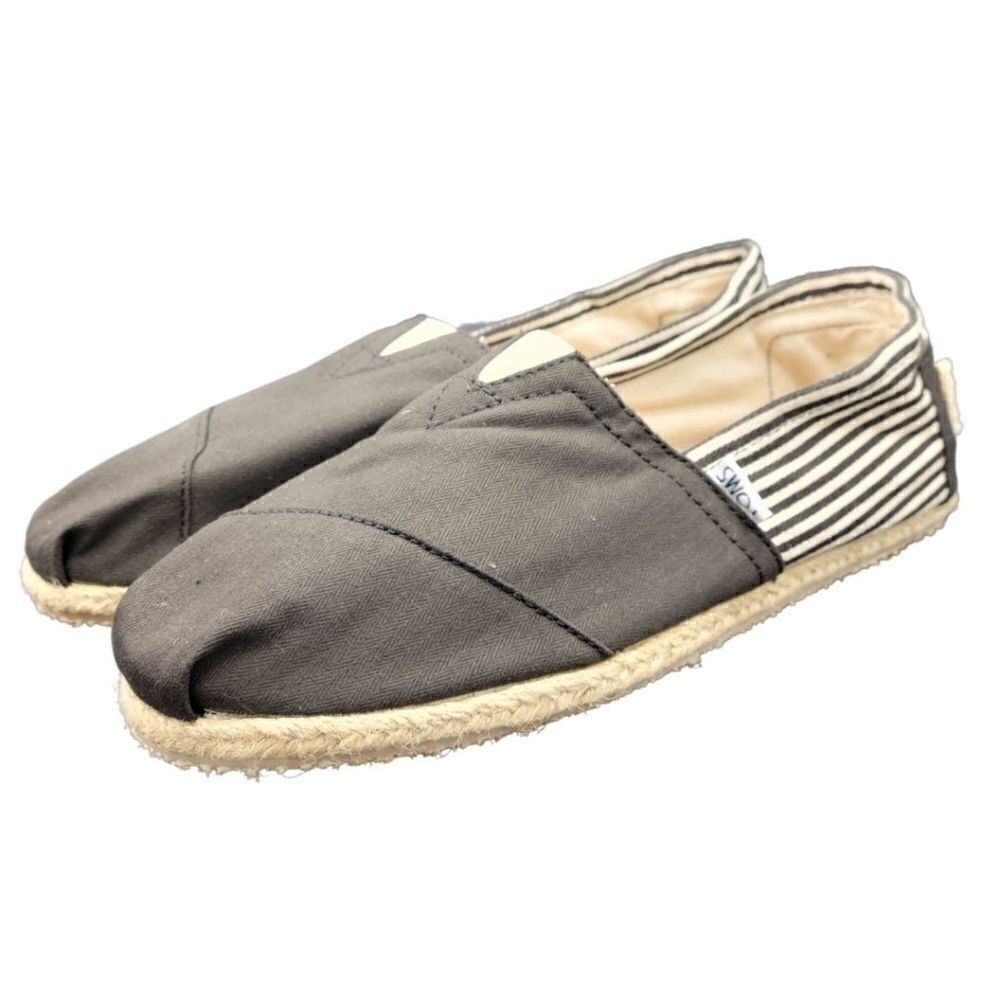 TOMS Classic Canvas Alpargatas Men's Shoes Black Striped size 10 NWOT